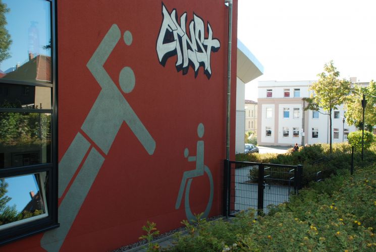 Ansicht von der Turnhalle der KGS Gotha