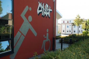 Ansicht von der Turnhalle der KGS Gotha
